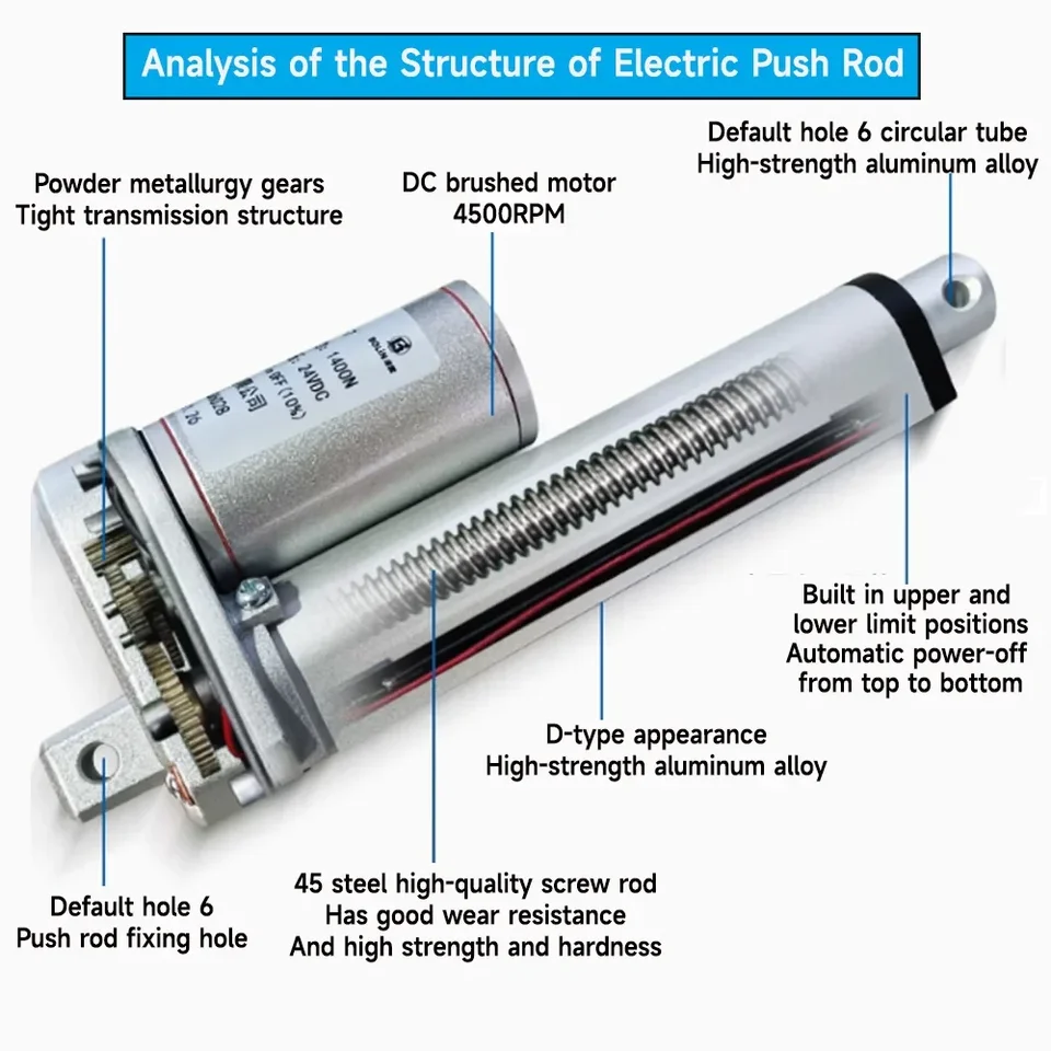 1000N High Thrust Linear Actuator 12V Electric Cylinder Push Rod