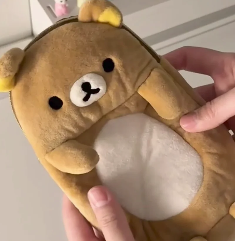 Rilakkuma New Plump Plush Pencil Case Relax Bear Coin Purse Kawaii Girlfriend Gift Student Stationery Storage Bag Hot Ins Like