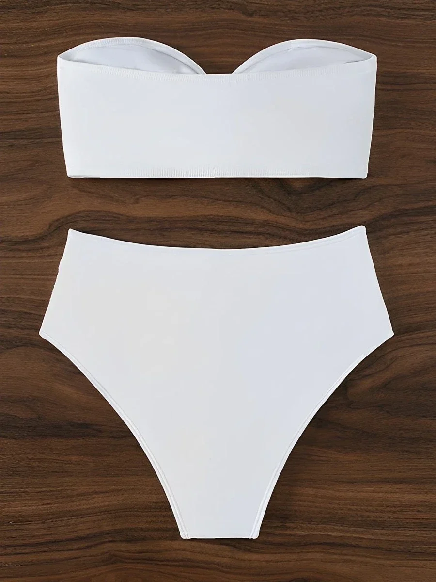 Bandeau 비키니 2024 여성 3D 꽃 수영복 여성 섹시한 수영복 높은 허리 Bathers 수영 수영복 수영복 여름 Beachwear