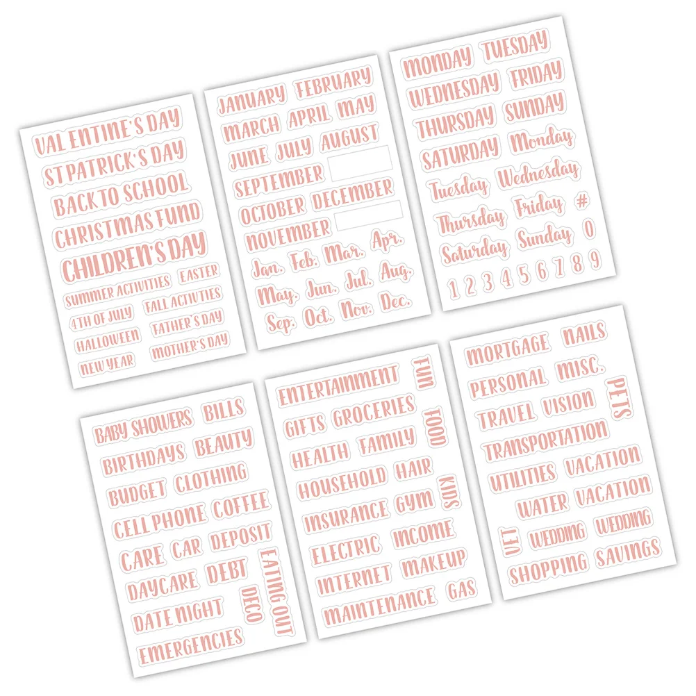 117 Pcs Cash Envelope Rose Gold Binder Sticker PVC Adhesive Material Labels Household Budget Practical Stickers