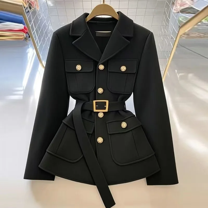 

Women's Blazer Coat New 2025 Autumn Long Sleeve Casual Single Breasted Elegant Office Waist Ladies Suit Jacket lady Outerwear