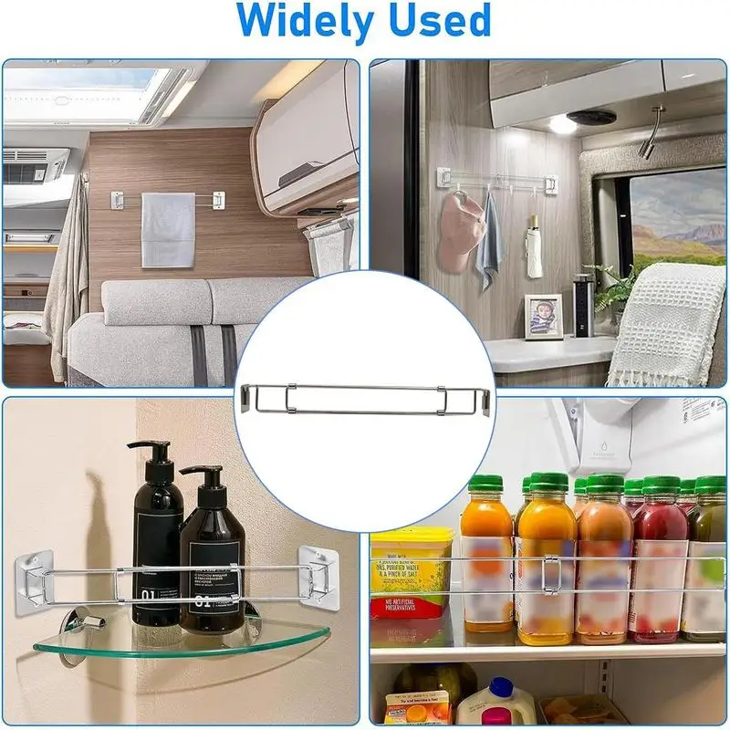 RV Shower Corner Bar Telescopic Storage Rod Toiletry Storage Adjustable Corner Shelves Bar Camper Travel Trailer RV Accessories