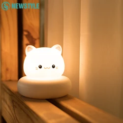 Cute Cat Bear Night Light With 3 Level Brightness Touch Beside Lamp For Nursery Sleeping Nightlights Room Decor
