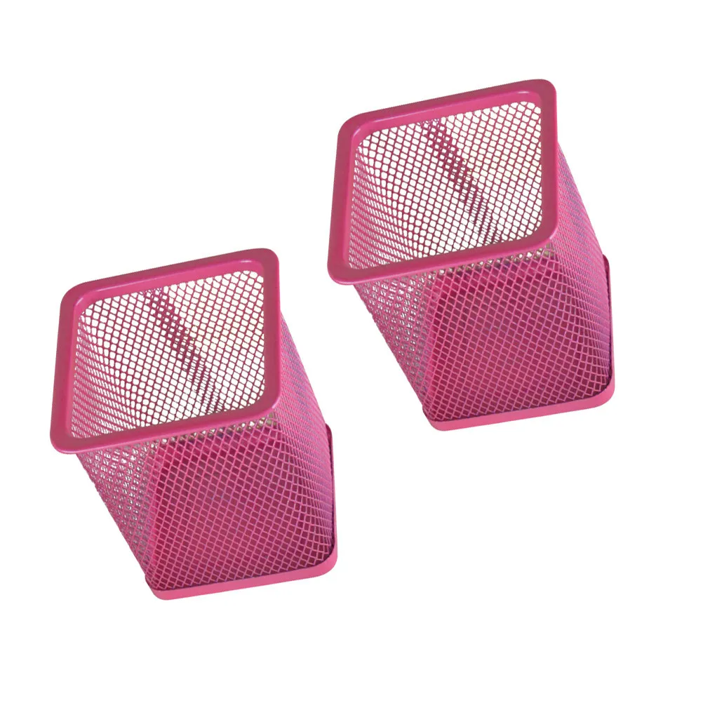 2Pcs Hollow Metal Pencil Holder Square Mesh Design Premium Pen Container for Pens Pencils Brushes Trinkets Ergonomic Sturdy Long