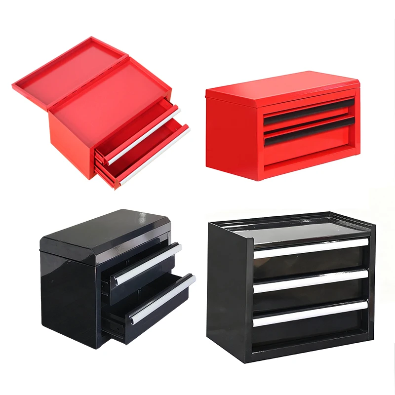 a forMini Tool Chest 2 Drawer Tabletop Metal Hardware Organizer Box Lockable Small Tool Case for Garage Daily Repair Use