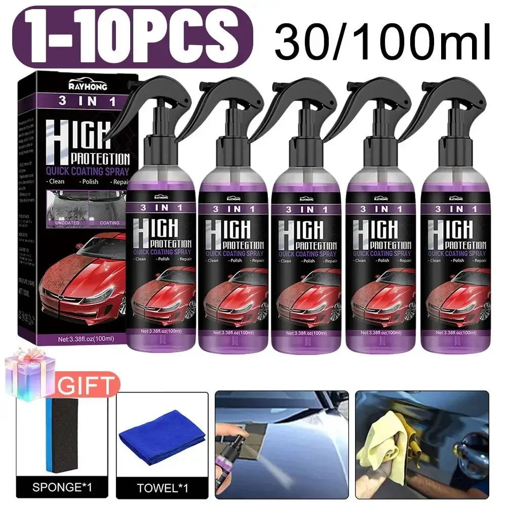 3 In 1 Car Ceramic Coating Spray Auto Nano Ceramic Coating Polishing Spraying Wax Car Paint Scratch Repair Remover 30ml/100ml
