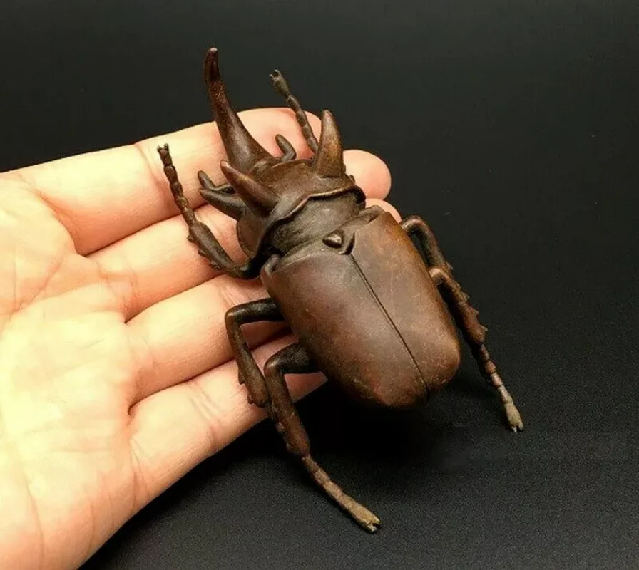Brass Beetle Statue Insect Figurine Ashtray Decor