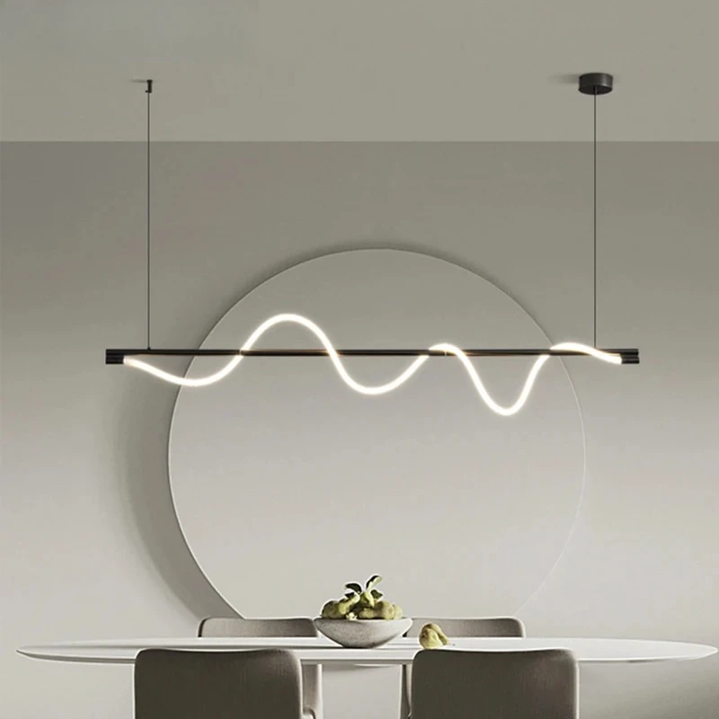 Medieval Bauhaus Winding Coiling in a Linear Pattern LED Pendant Lights Fashion Lamps for Living Room Home Decoration Chandelier