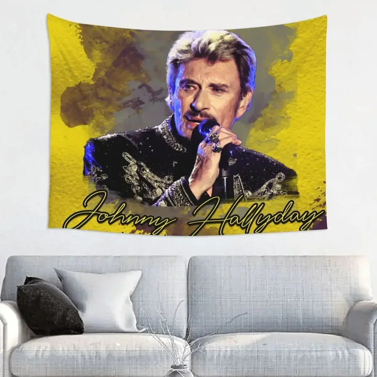 Johnny Hallyday Tapestry Hippie Polyester Wall Hanging Singer Room Decoration Background Cloth Psychedelic Blanket