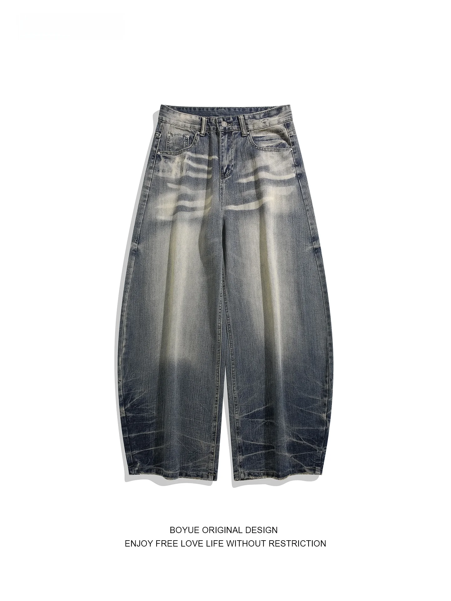 

Boyle American Sle Street Old Jeans Loose Wide Leg High Street Design Sensation Long Trousers Trendy Men Women