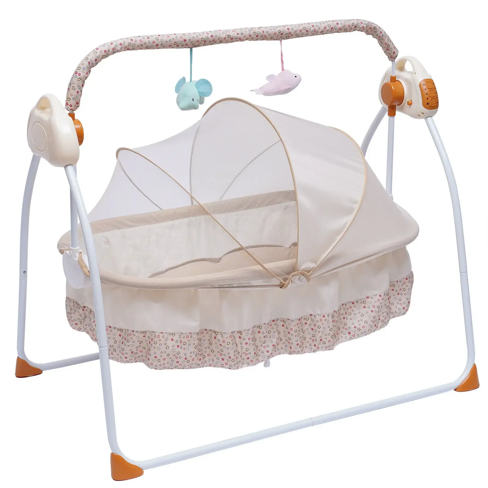 

Electric Baby Cradle Automatic Swing Sleeping Rocking Basket Bassinet Newborn Crib Bed With MP3 Music Remote Khaki