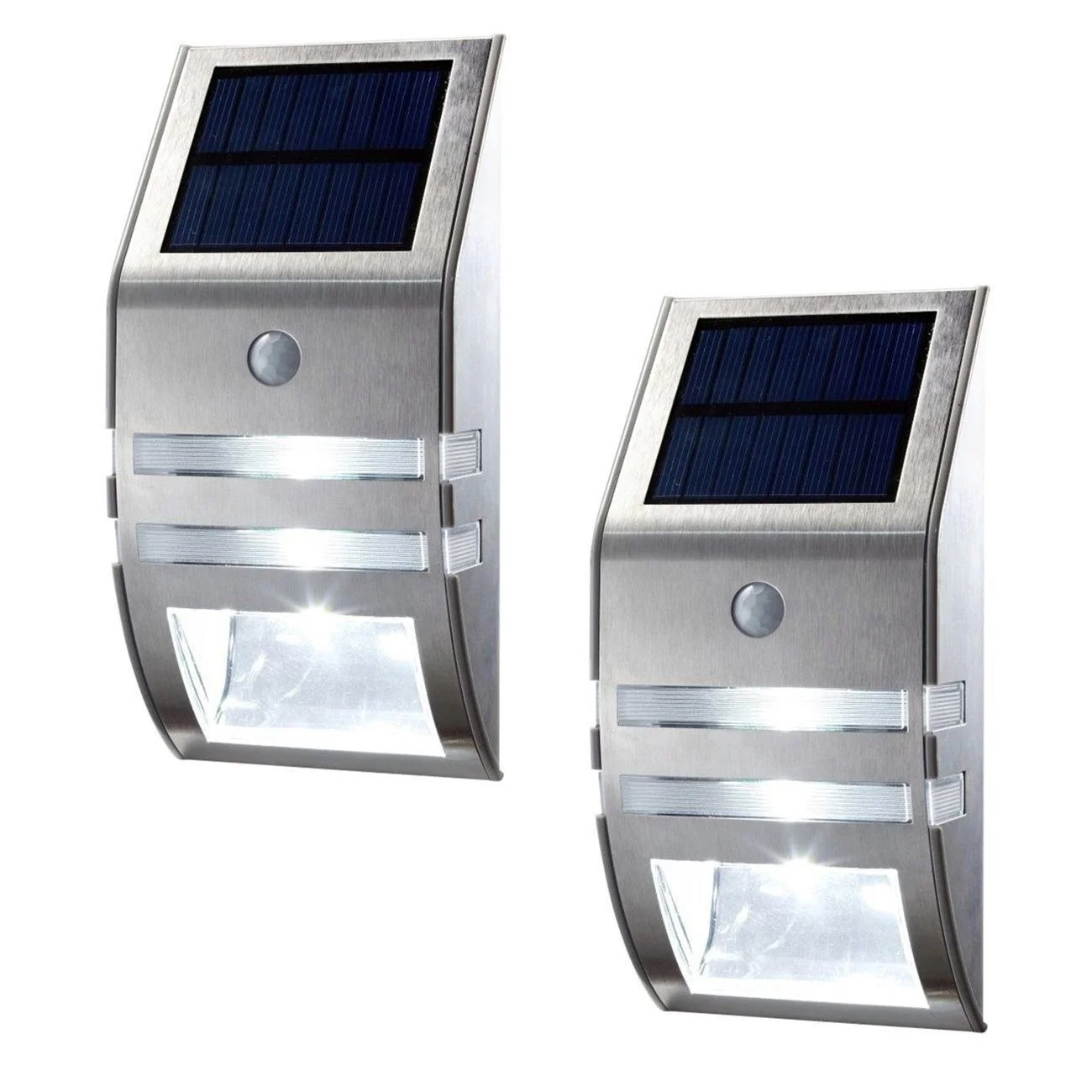 

Solar Wall Lamps Stainless Steel Human Body Sensor Corridor Light High-brightness Waterproof Solar Garden Lights 1/2 PCS