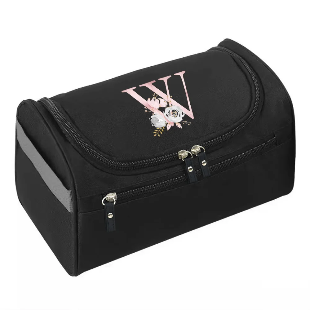Men Travel Cosmetic Bag Unisex Necessaries Hanging Make Up Case Organizer Makeup Wash Bags Storage Handbag Pink Letter Print