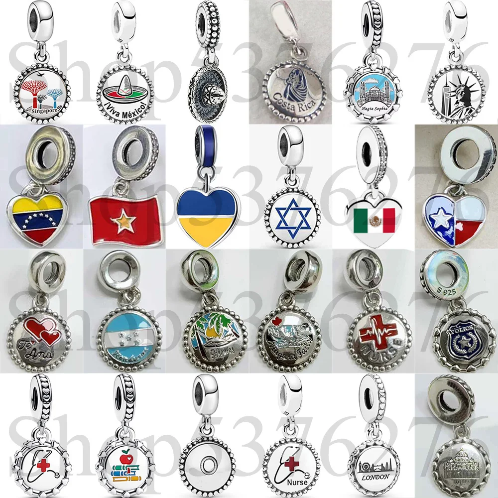 

Бусина из стерлингового серебра 925 пробы, Украина, Венесуэли, флаг Вьетнама, Гондурас, висячие подвески для модных женщин, браслет, подарок, ювелирные изделия своими руками