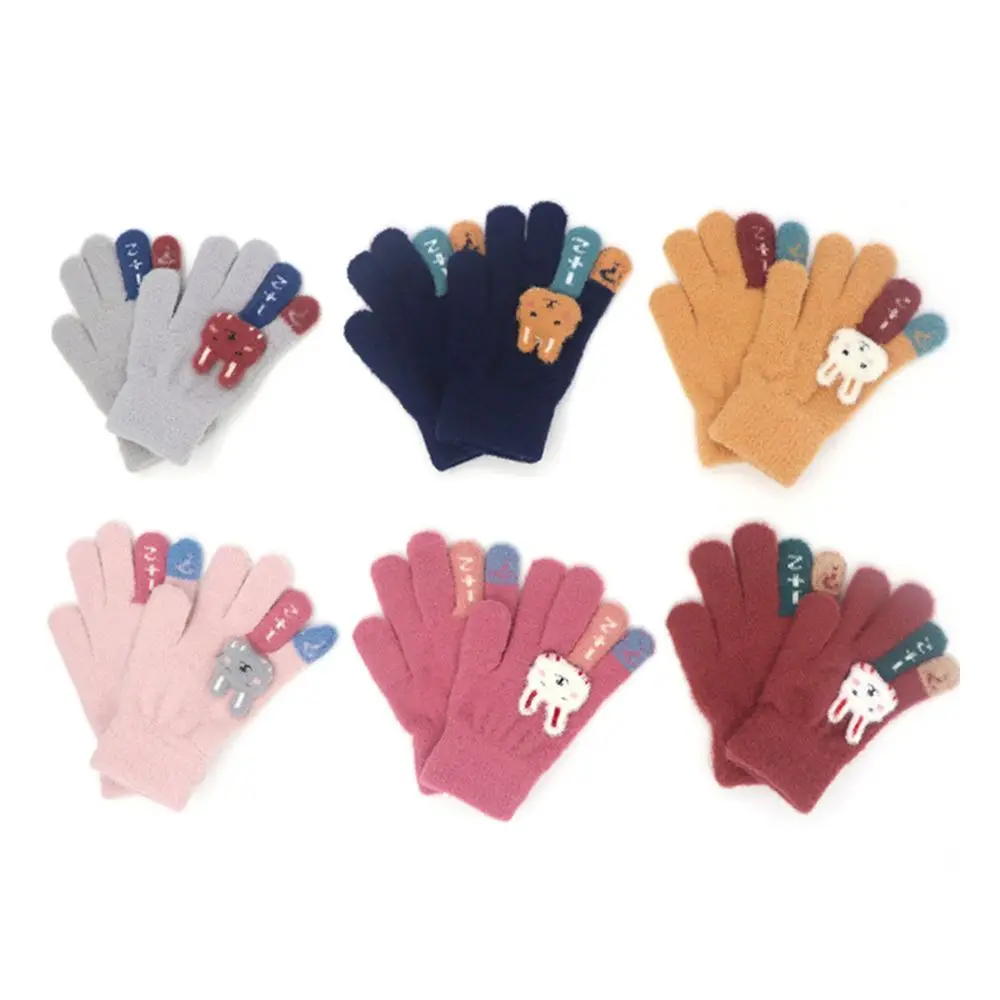 Warm Supplies Waterproof Knitted Outdoor Windproof Full Finger Gloves Knitting Mittens Children Winter Glove