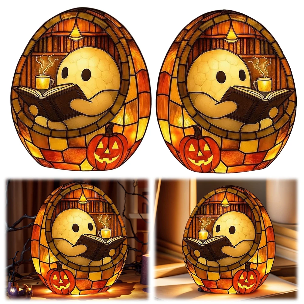 Очаровательный призрачный ночник для чтения на Хэллоуин, эстетический свет для чтения книг, декор на Хэллоуин для читателей и любителей книг