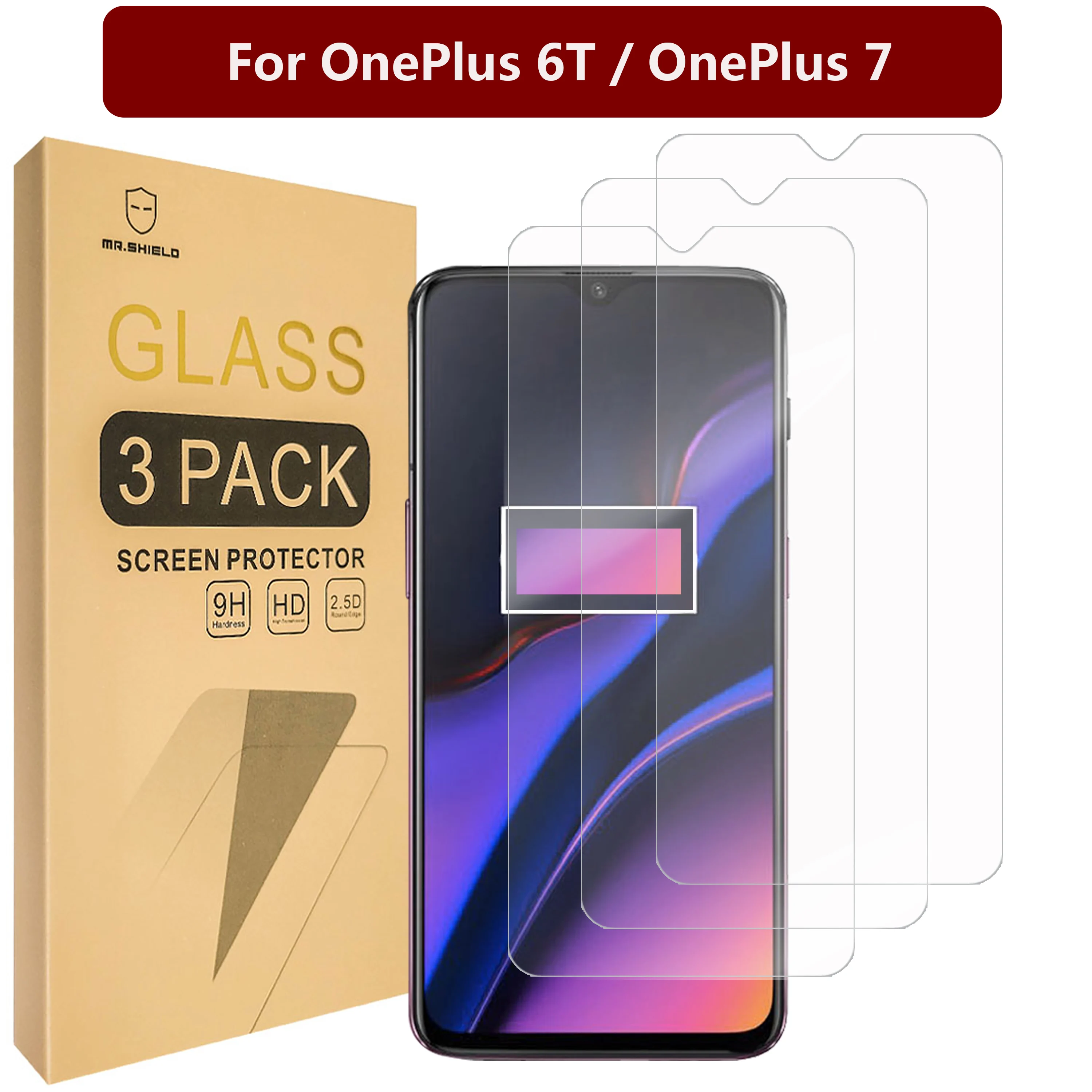 

Mr.Shield [3-PACK] Designed For OnePlus 6T / OnePlus 7 [Tempered Glass] Screen Protector