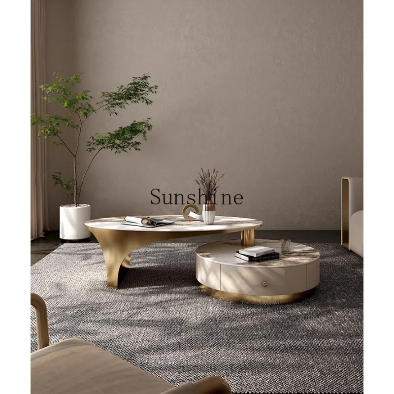 

Slate coffee table Modern simple living room Household high-end oval tea