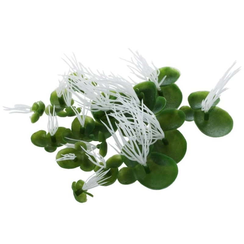 f92b duckweed เทียม 18pcs ลอยใบใบมีชีวิตเหมือนสีเขียวที่มีลักษณะเป็นปลาสีขาวสำหรับการตกแต่งถัง 3 ขนาดพลาสติก Leav