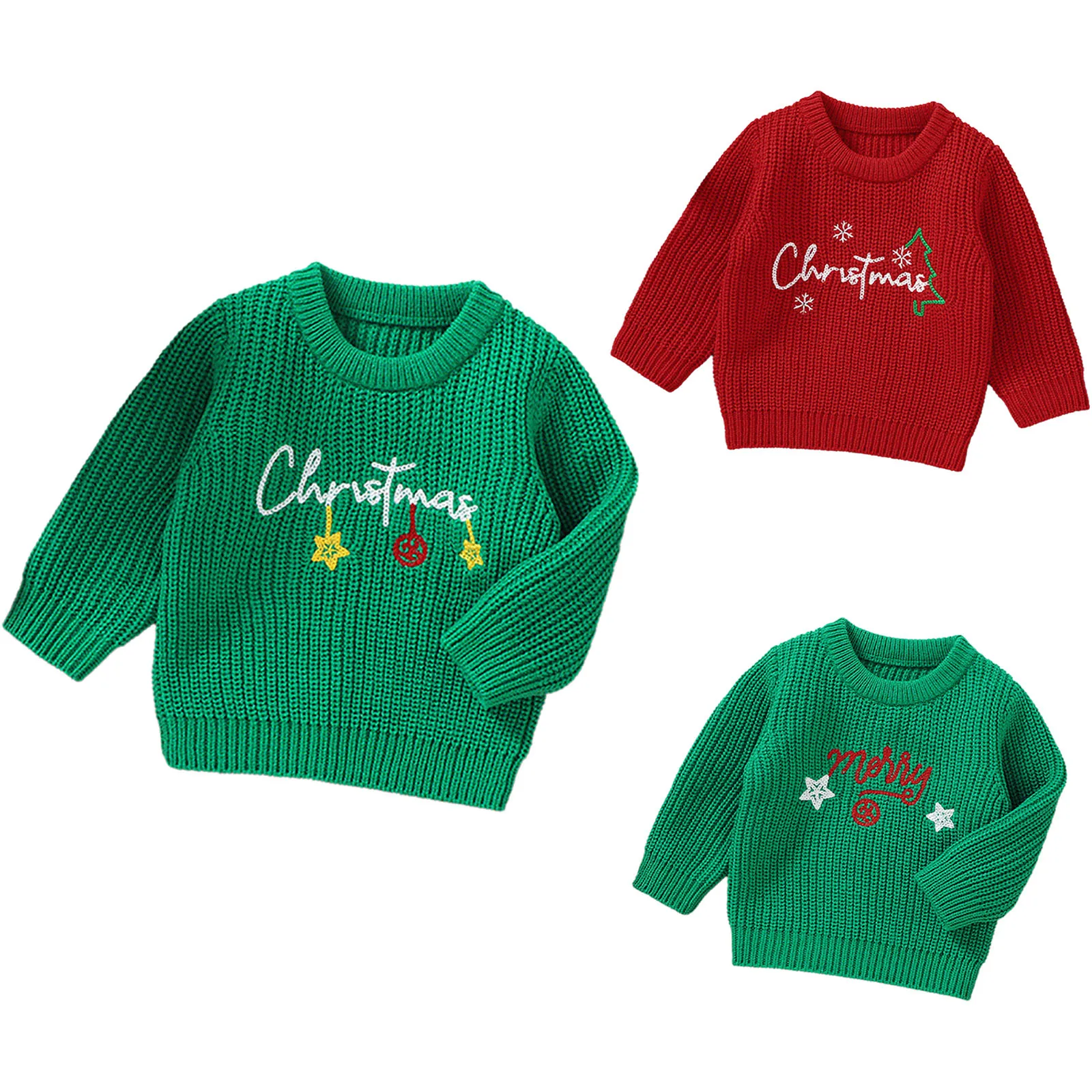 

Toddler Baby Christmas Jumper Letter Pattern Sweater Long Sleeve Knitted Tops Kids Autumn Winter Clothing for New Year Party