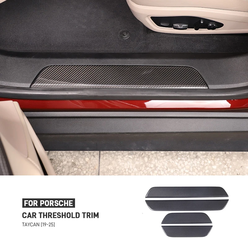 

For Porsche Taycan 2019-2025 Real Dry Carbon Fiber Car Inner Door Threshold Sills Pedal Trim Strip Cover Decoration Accessories
