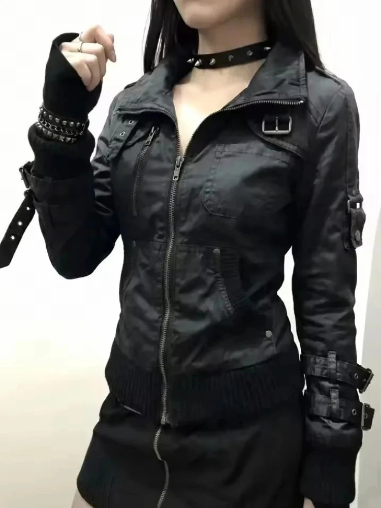 Chaqueta Punk Vintage americana, sudadera informal de manga larga para mujer, chaqueta Vintage Y2K, abrigo de estilo gótico, ropa femenina de otoño