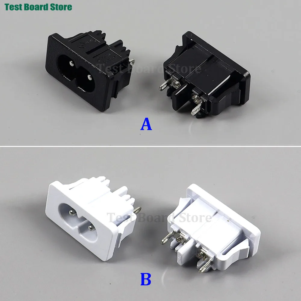 

5Pcs AC 250V 2.5A IEC320 C8 Male 2 Pins Power Inlet Socket Panel Embedded Black White