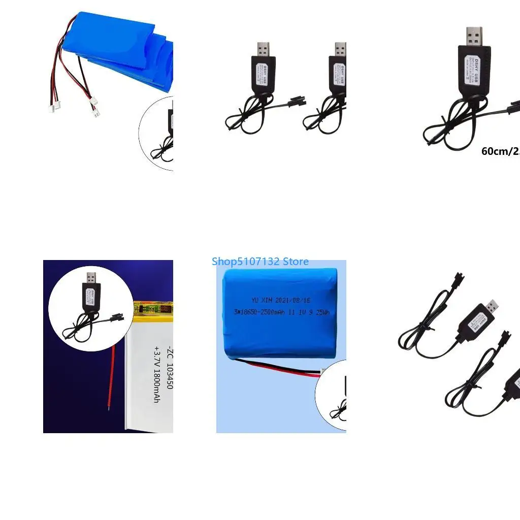 87HD 2Pcs 4.8V USB Charging Cable for SM2.0 2P Plug Adapter for Old Version Excavators