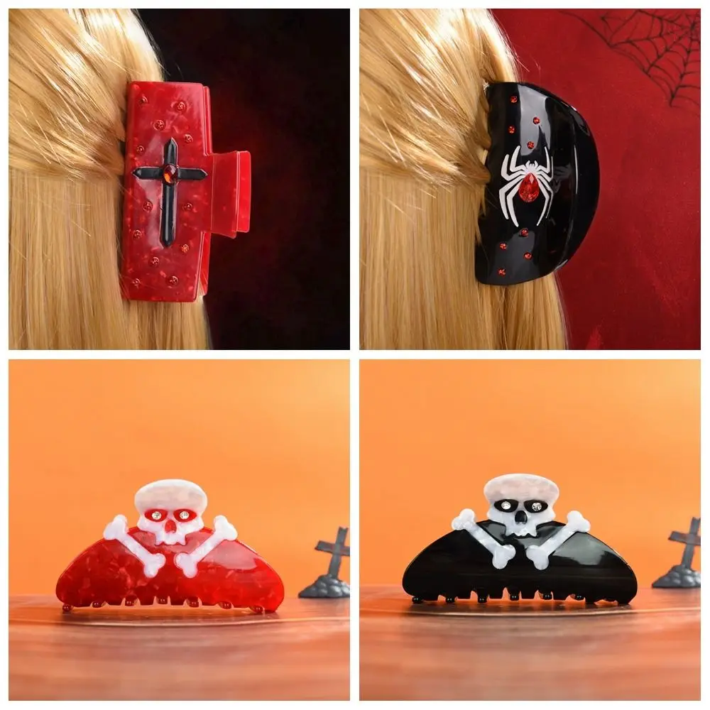 

Headwear Acetate Halloween Hair Claw Cross Spider Halloween Themed Gripper Geometry Hair Crab Clip Skeleton Shark Clip Photograh