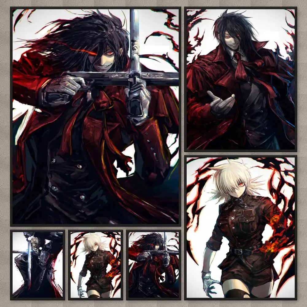 Anime H-Hellsing Ultimate Poster Waterproof Sticky Wall Art Print For Bedroom Living Room Hallway Bar Home Decor