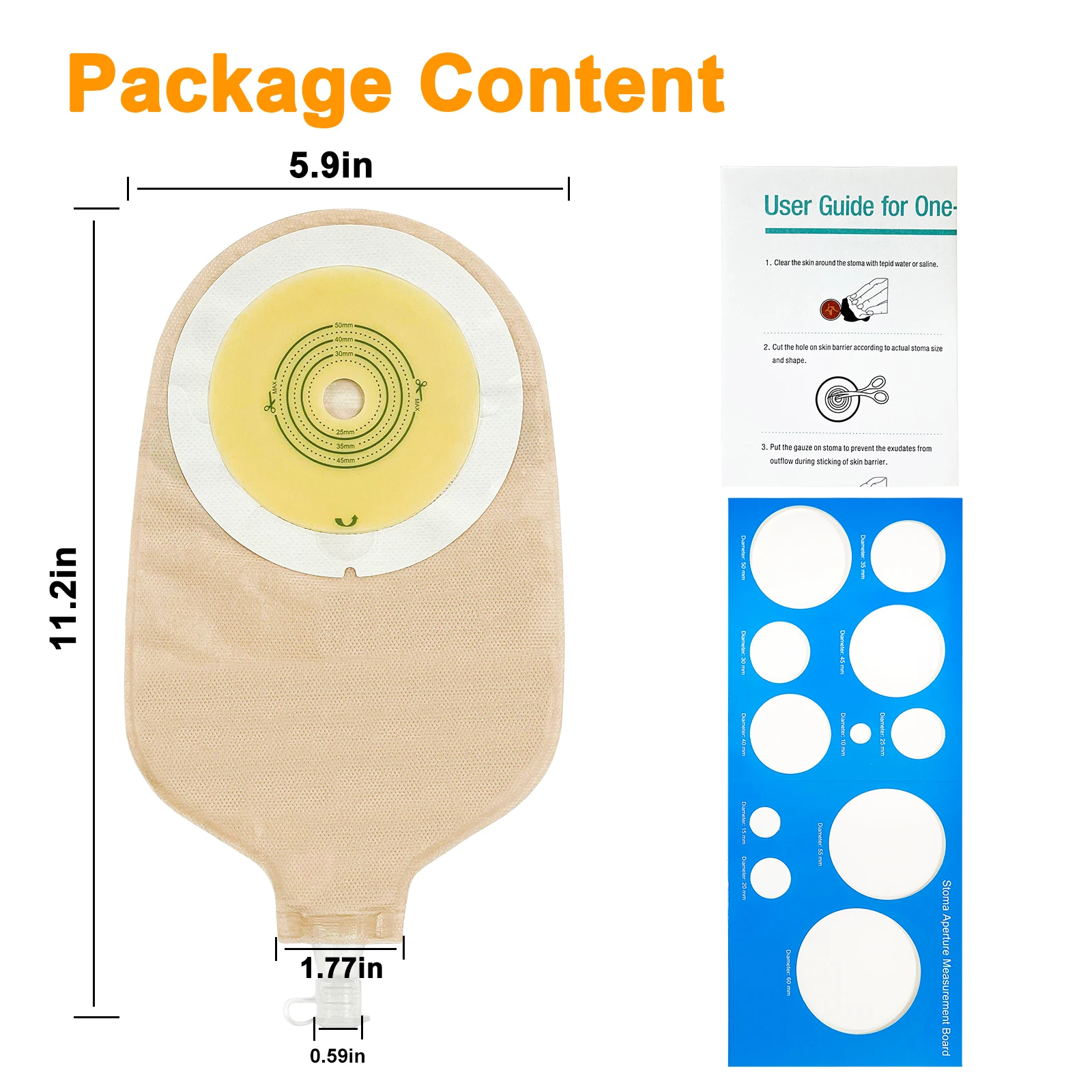 20pcs One Piece Urostomy Bags with Hoop and Look Ostomy Bags for Ostomy Patient