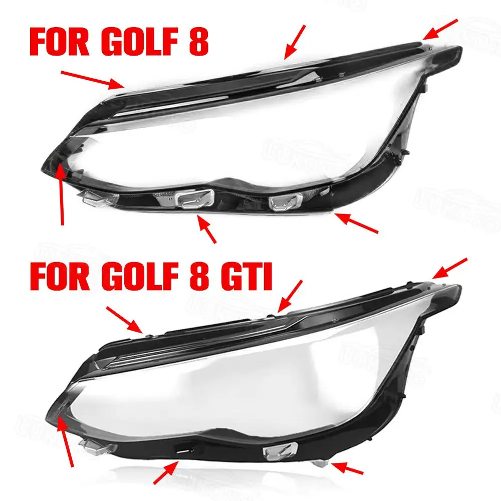Headlamp Lens For Volkswagen VW MK8 Golf 8 GTI RLine R-Line 2021-2023 Front Headlight Lampshade Transparent Lampshell Lens Cover
