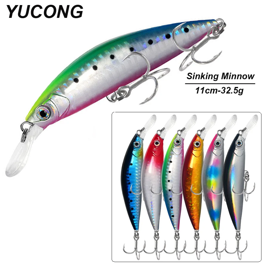 YUCONG 1PC Heavy Weighted Minnow Bait 11cm-32.5g Ultra Long Casting Sinking Fishing Lure Trolling Hard Wobbler cebo duro Köder