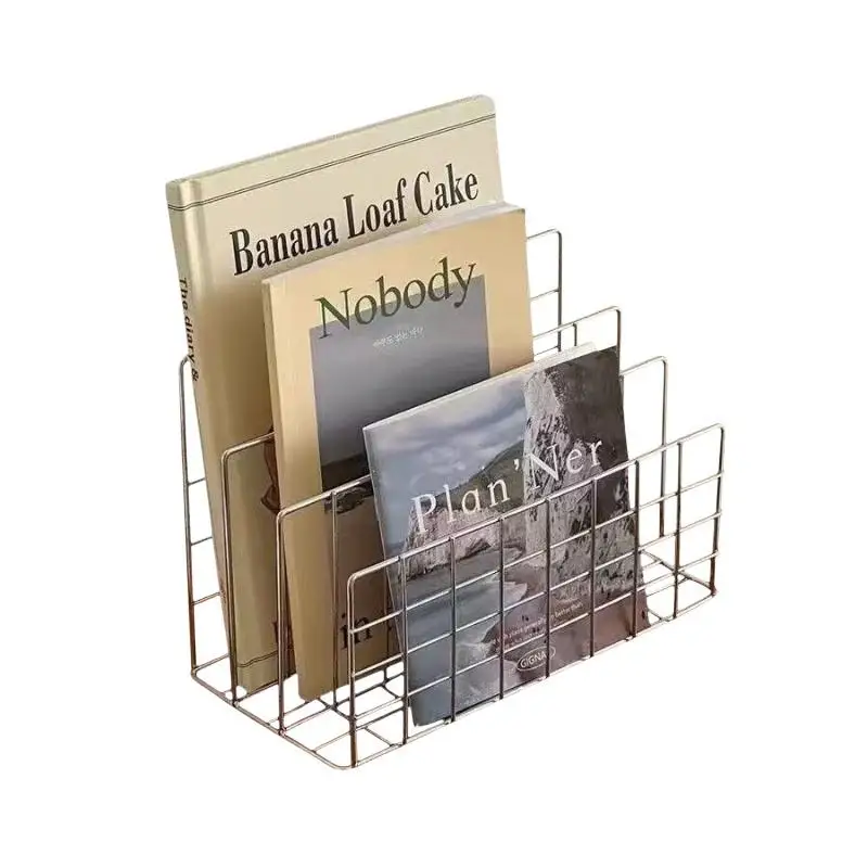 Large Capacity Chrome 3 Tier Desk Storage Organizer 10 Compartments for Books Magazines Stationery Document Storage