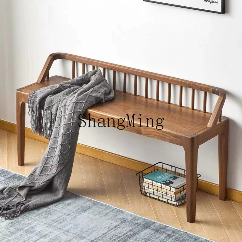 

ZYY black walnut bedside stool cherry wood dining chair living room bedroom simple furniture