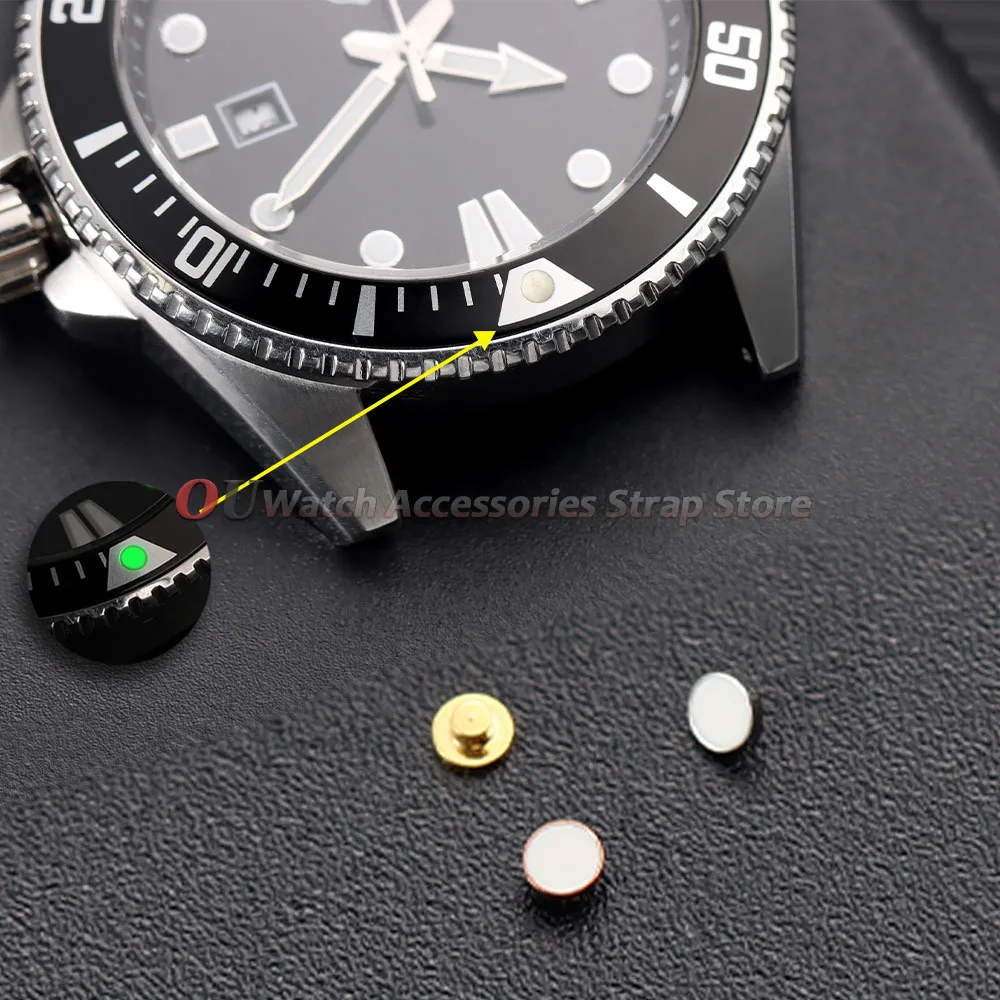 Green Luminous 1/2pcs White Beads Pip Watch Bezel Insert 12 O’Clock Lume Pearl Dot Mod Parts for Omega Replace Spare Accessories