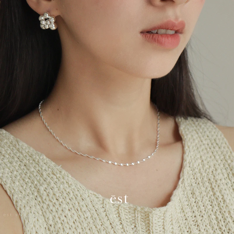 50cm 925 Sterling Silver Sparkling Water Wave Chains Necklace Smooth Choker Simple Women For Girls Wedding Gift Fine Jewelry