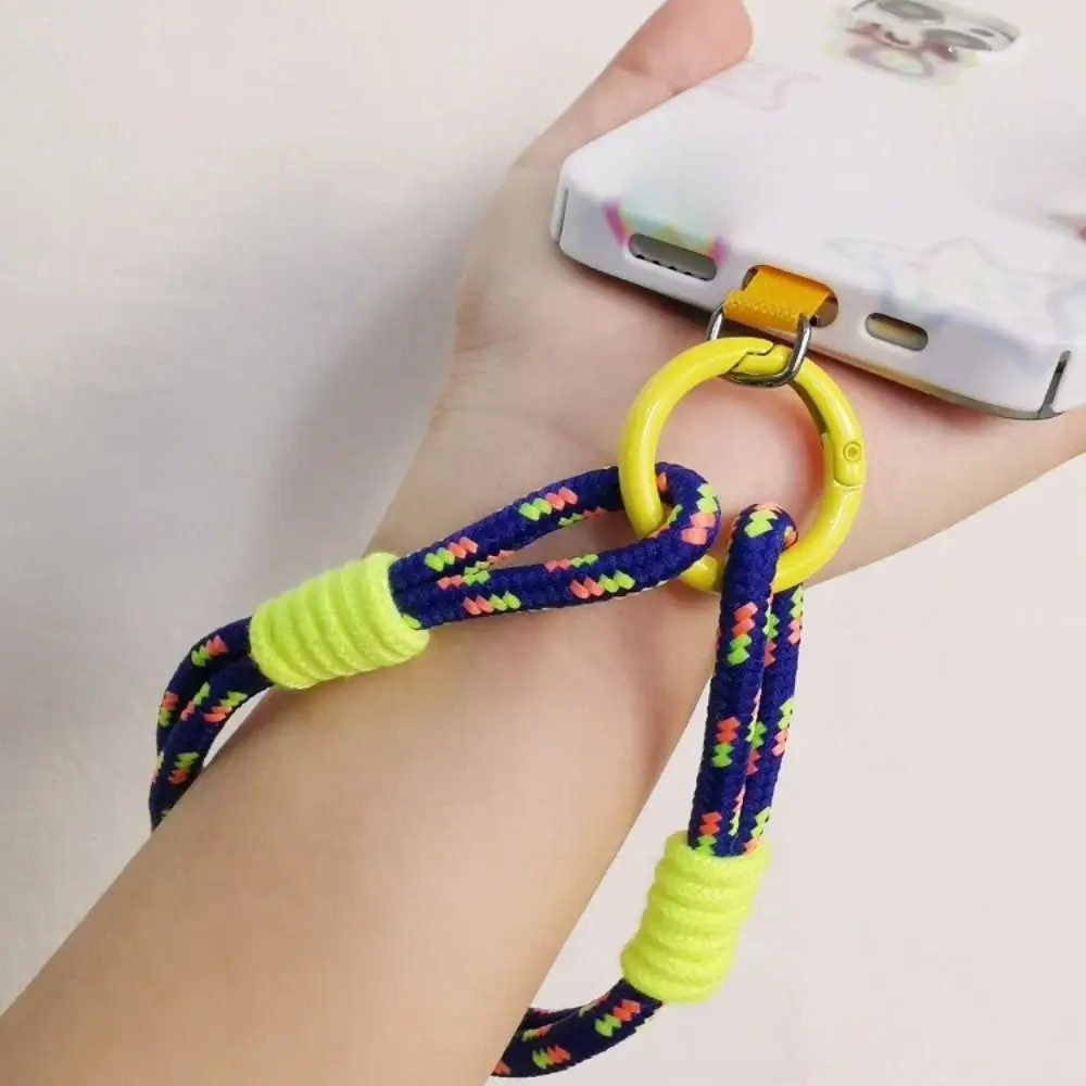 Portable Nylon Phone Lanyard Keychain Candy Colors Phone Wrist Straps Simple Phone Accessories Hanging Rope