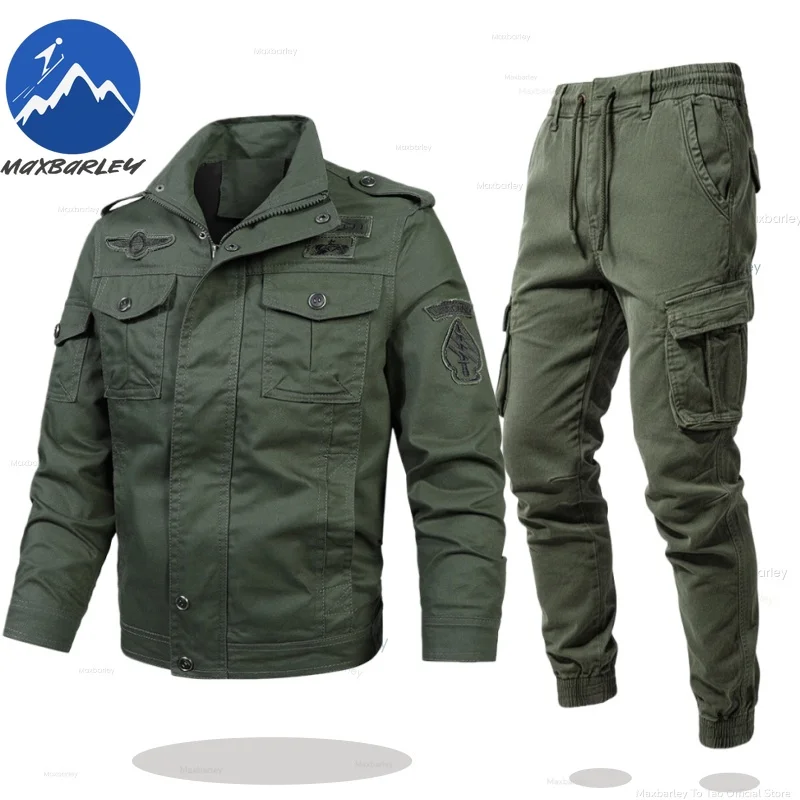 

Maxbarley 2026 Men Tracksuit Casual Joggers Hooded Sportswear Jackets + Pants 2 Piece Workout Suit Hunting Running Training Set