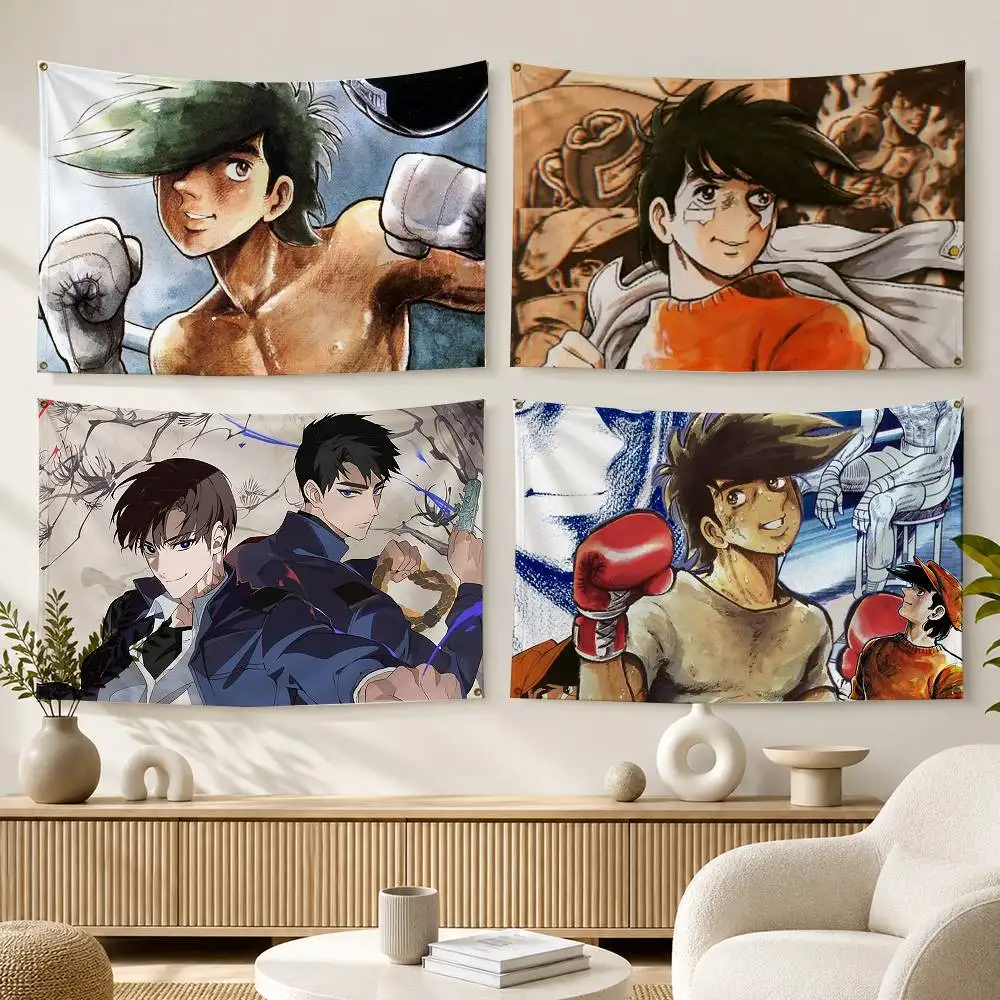 Boxing Anime A-Ashita no Joe  Flags Wall Hanging Background Art Banner for Bedroom Home Outdoor Decor