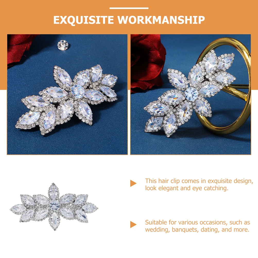 

Rhinestone Hair Clip Shiny Zinc Alloy Crystal Hairpin for Wedding Banquet Dating Elegant Accessories Women Bride