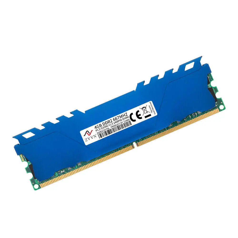 ZVVN 4GB DDR2 667MHz PC2-5300U CL5 240Pin Intel DIMM Desktop PC Memória RAM Azul