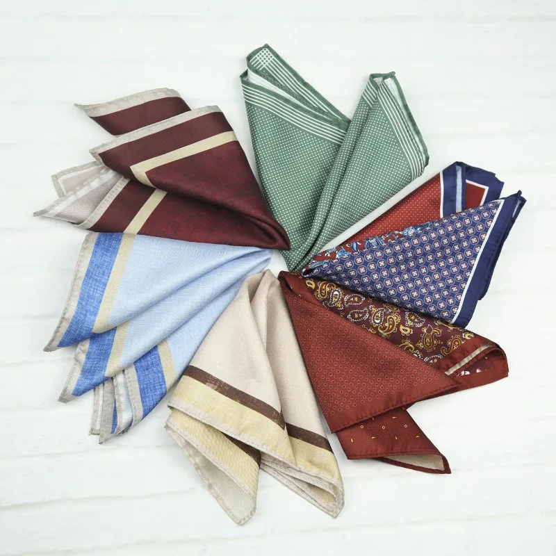 Men's Suit Pocket Towel Handkerchief Business Floral Pattern Pocket Square Chest Towel for Wedding Groom's Suit Accessories