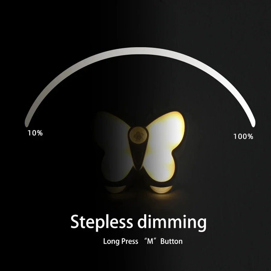 Novel Butterfly LED Night Light with Motion Sensor, Dual Color Temperature Adjustment and Adjustable Brightness USB Charging Lig