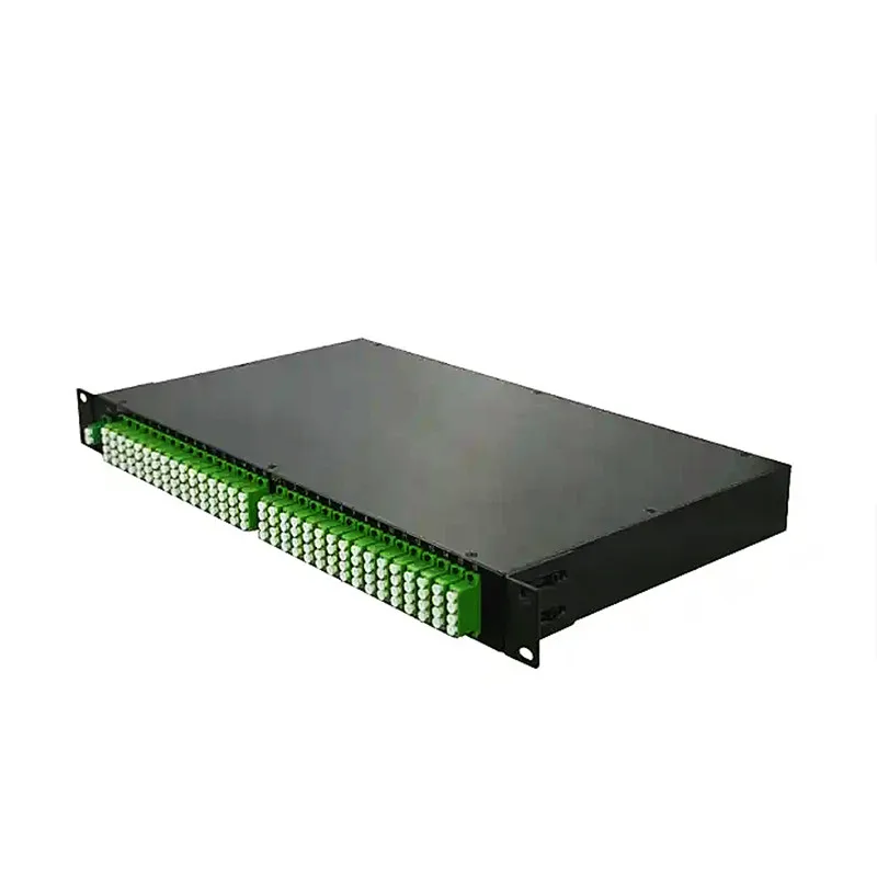 Singlemode 1U 19'' Standard Size Rack Mount Two 1x64 Optic PLC Splitter In One Box with LC APC Connector