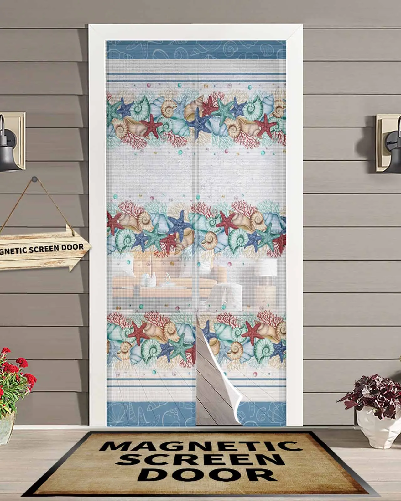 

Летняя морская жизнь, морская звезда, магнитная дверная занавеска для гостиной, спальни, дома, противомоскитная занавеска для двери