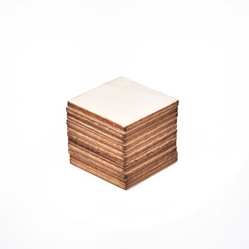 100pcs Blank Squares Wood Pieces Round Corner Square Wooden Cutouts DIY Craft