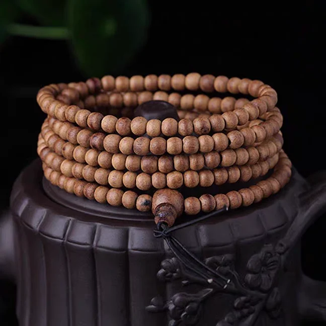 Natural Agilawood Aloeswood Wood Bracelet 108 Round 6mm Women Men Prayer Bead Charms Stretch Crystal Agilawood AAAAA