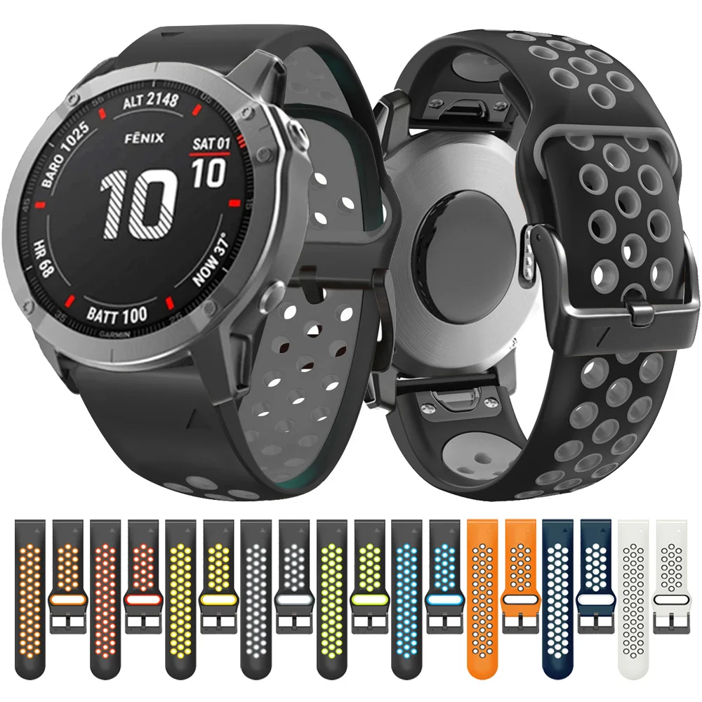 Ремешок силиконовый для наручных часов Garmin Fenix 7/7X Pro/5/5 Plus/6/6X Pro Forerunner 965 955 Epix/Instinct/Enduro, 22 мм 26 мм