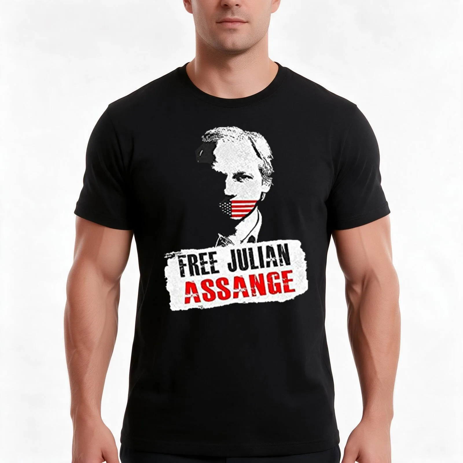 KOSTENLOSE JULIAN ASSANGE T-Shirt Summer Casual Cotton Tee Oversized Streetwear Tops Vintage Graphic Print Unisex Men Women